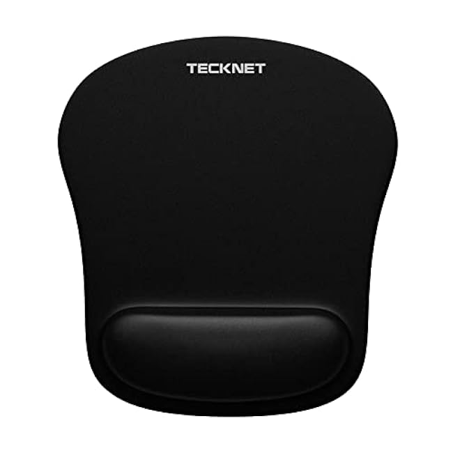 TECKNET Mouse Pad with Wrist Support, Ergonomic Gaming Mouse Pad Pain Relief, Portable Comfortable Mousepad for Computer, Laptop, Office, Home and Travel, Non-Slip Base, Waterproof Surface, Black