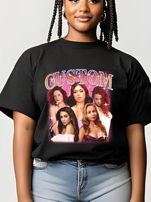 Custom T Shirts for Men/Women Design Your Own, Personalized Photo/Text Black T-Shirts, Bootleg Rap Short Sleeve Tops - Image 5