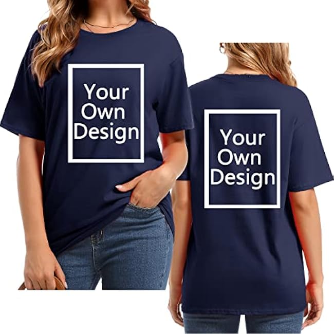 Custom T Shirts for Women Design Your Own Shirt Add Text/Image/Logo Personalized Cotton Tee Printed Photo Front/Back