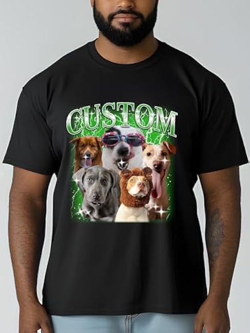 Custom T Shirts for Men/Women Design Your Own, Personalized Photo/Text Black T-Shirts, Bootleg Rap Short Sleeve Tops - Image 6