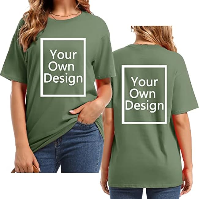 Custom T Shirts for Women Design Your Own Shirt Add Text/Image/Logo Personalized Cotton Tee Printed Photo Front/Back - Image 29