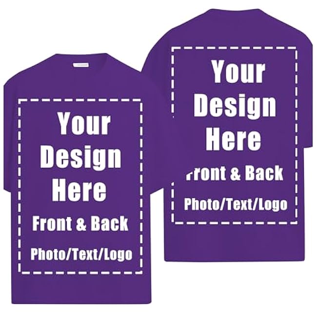 Custom T Shirts Front Back for Men Women Personalized T-Shirt Add Your Own Design with Image Text Logo Tee Tops