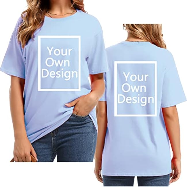 Custom T Shirts for Women Design Your Own Shirt Add Text/Image/Logo Personalized Cotton Tee Printed Photo Front/Back - Image 35
