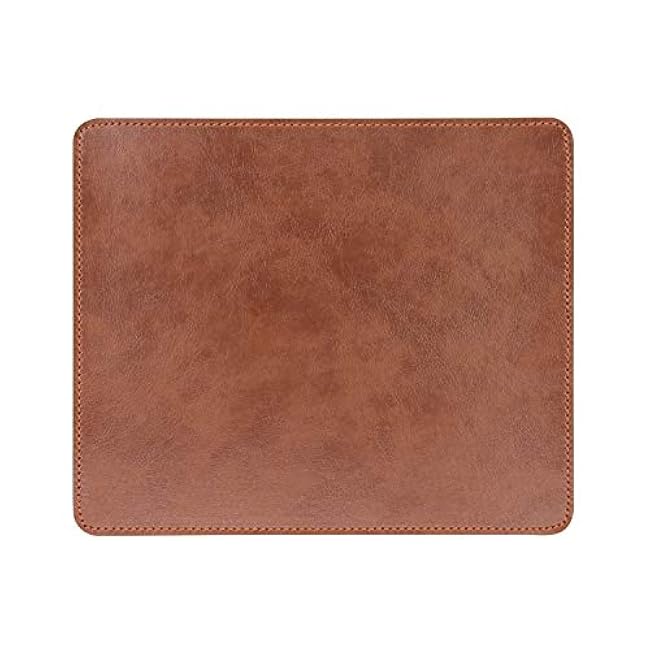 Non-Slip Rubber Base Leather Mousepad for Laptop Computer PC Personality Desings Gaming Mouse Pad Mat 9.45 X 7.87 inch (Leahter Mouse Pad-Coffee, 9.45 X 7.87 inch)