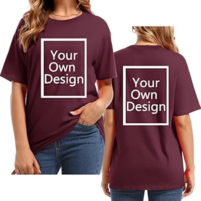 Custom T Shirts for Women Design Your Own Shirt Add Text/Image/Logo Personalized Cotton Tee Printed Photo Front/Back - Image 28
