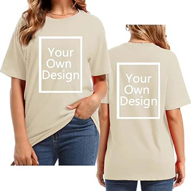Custom T Shirts for Women Design Your Own Shirt Add Text/Image/Logo Personalized Cotton Tee Printed Photo Front/Back - Image 12