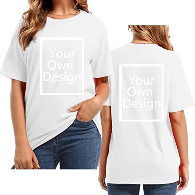 Custom T Shirts for Women Design Your Own Shirt Add Text/Image/Logo Personalized Cotton Tee Printed Photo Front/Back - Image 10