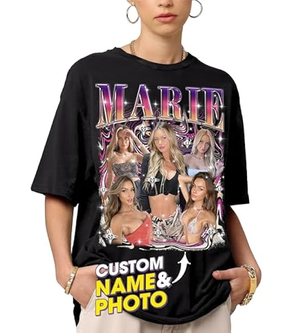Mit & Mia Custom Bootleg Rap Tee Shirt for Boyfriend Girlfriend Custom Face Tshirt Vintage Graphic Shirt Gift Idea Birthday - Image 15
