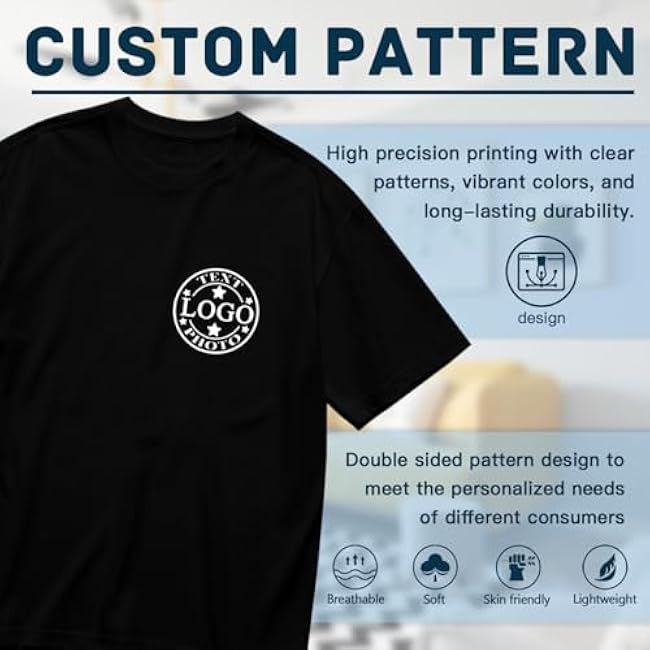 Custom T Shirts for Men Women-Made in USA-Customized T Shirts with Photo Logo Text,Personalized Shirts Front & Back Print - Image 4