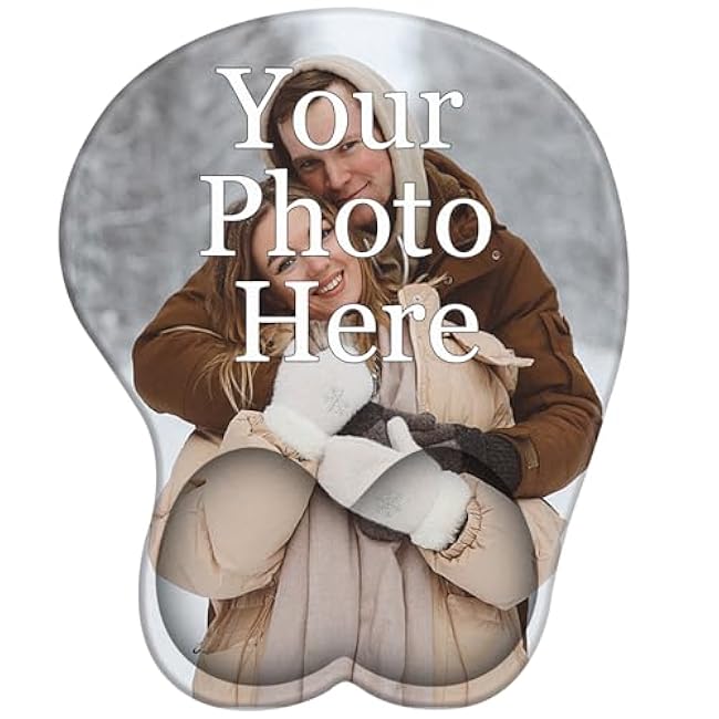 Custom Photo Mouse Pad with Wrist Support, Personalized Ergonomic Mouse Pad with Wrist Rest, Anti-Slip Rubber Base Mousepad for Computer, Office, Laptop (Shape #3)