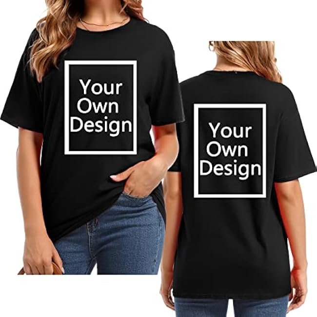 Custom T Shirts for Women Design Your Own Shirt Add Text/Image/Logo Personalized Cotton Tee Printed Photo Front/Back - Image 6
