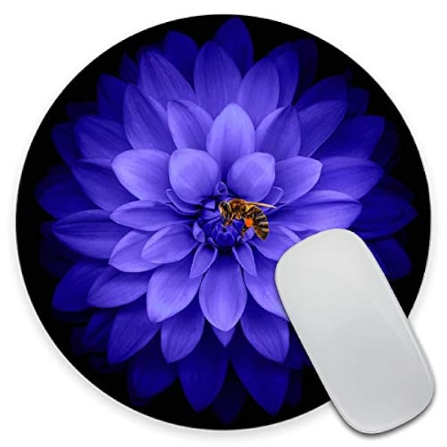 Watercolor Purple Flower Round Mouse Pad Custom Design Gaming Mouse Pad 7.9 x 7.9 x 0.12 Inch