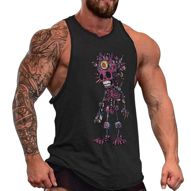 MARSVOVO Grunge Skull Mens Tank Top Muscle Stringer Fitted Sleeveless T Shirts Casual Comfy Hawaiian Streetwear Tank - Image 20