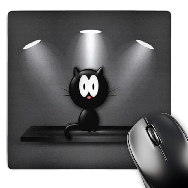 3dRose LLC 8 x 8 x 0.25 Inches Mouse Pad, Show Cat Funny Kitty Under The Spot Light (mp_167154_1)