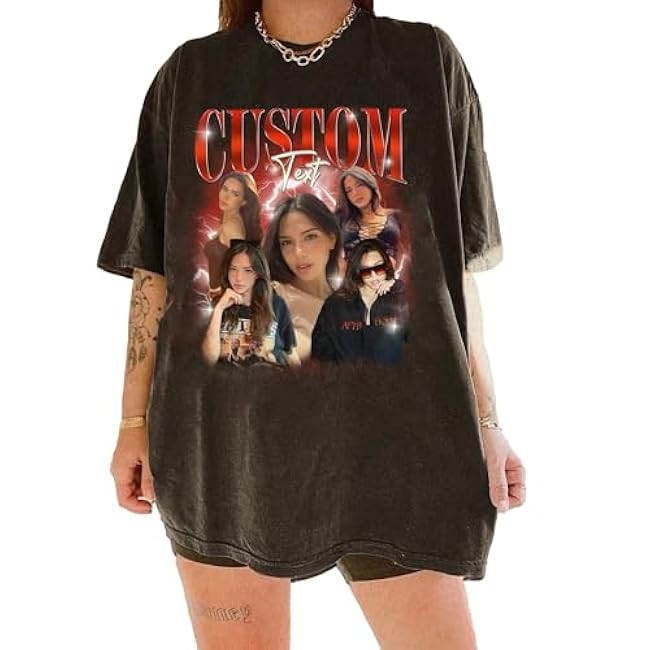 NAZENTI Custom Bootleg Rap Tee, Custom T-Shirts with Picture, Retro Custom Bootleg, Valentine's Gifts for Him Her