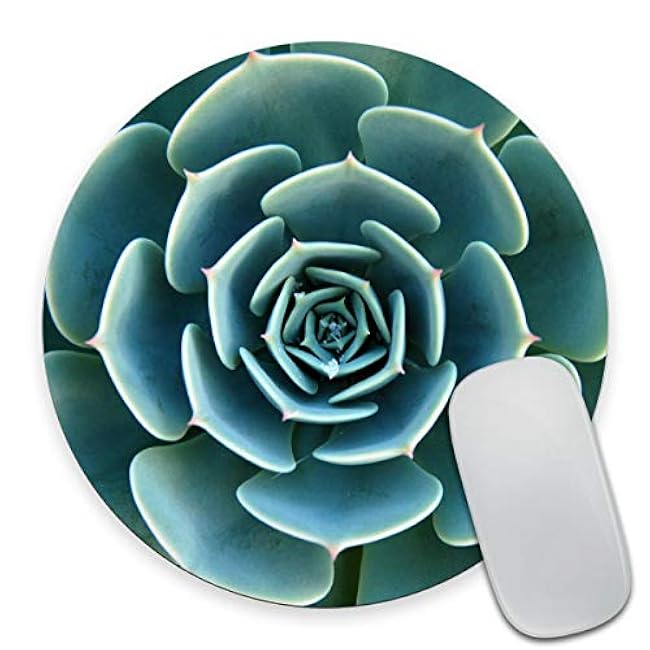 Smooffly Round Gaming Mouse Pad Custom Design, Green Aloe Succulent Plant Non-Slip Rubber Mouse Pads Cute Mat Size 7.9 x 7.9 x 0.12 Inch