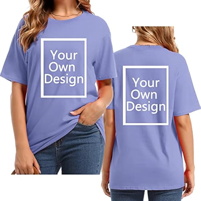 Custom T Shirts for Women Design Your Own Shirt Add Text/Image/Logo Personalized Cotton Tee Printed Photo Front/Back - Image 13