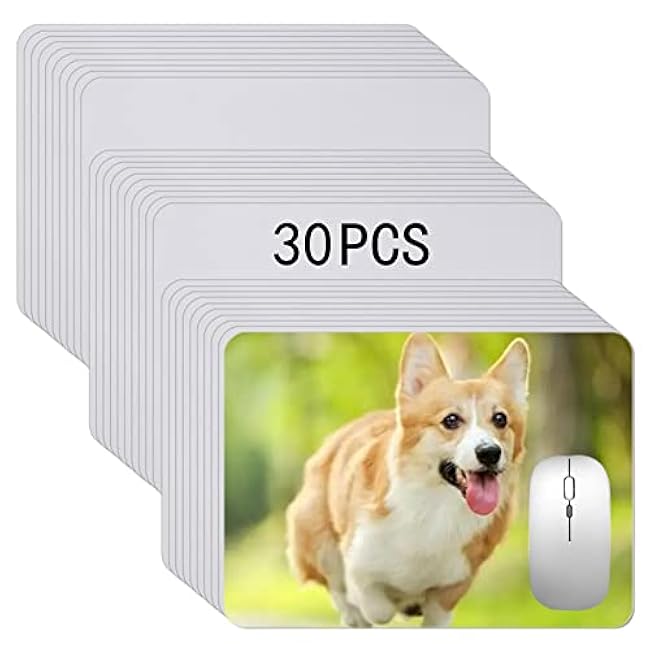 30 PCS White Mouse pad for Heat Press Printing, Mousepad for Heat Transfer Crafts Custom Photos Non Slip Bottom 24x20x0.2CM