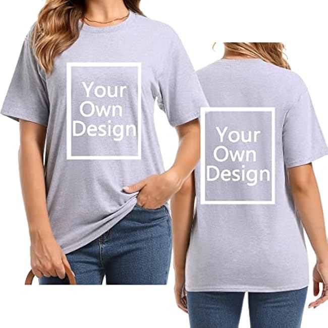 Custom T Shirts for Women Design Your Own Shirt Add Text/Image/Logo Personalized Cotton Tee Printed Photo Front/Back - Image 9