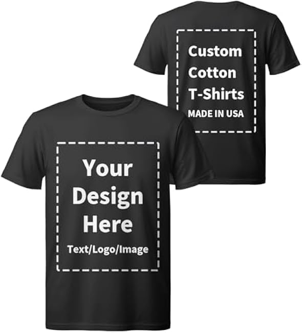 Custom T Shirts for Men Women Personalized Tee Shirts Your Photo/Text/Logo Customized Cotton Tee Front Back, Made in USA