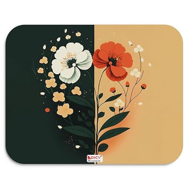 Mouse Pad, Small Mousepad for Laptop with Floral Print 7.5 x 8.75 Inches 3mm Thick Wireless Mouse Home, Office Travel, with Non-Slip Rubber Base (Beige Black, Pack of 1)