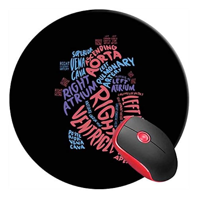 Mouse Pad Round Gaming Mouse Mat Cardiac Nurse Anatomical Heart Doctor Medical, Non-Slip Rubber Base Mousepad Cute Mousemat for Laptop Computer PC Office Home
