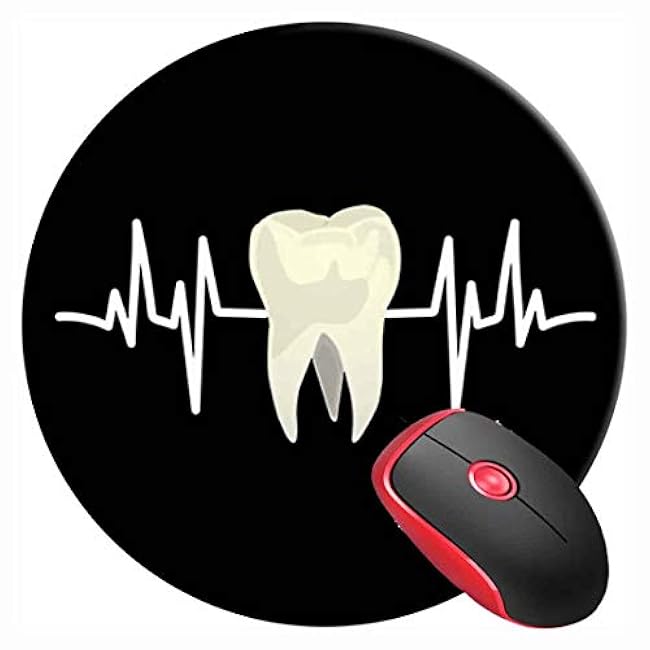Mouse Pad Tooth Heartbeat Dentist Dental Hygienist Assistant, Round Mousepad, Non-Slip Rubber Base Mouse Mat for Laptop and Computer