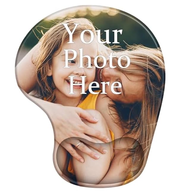 Custom Photo Mouse Pad with Wrist Support, Personalized Ergonomic Mouse Pad with Wrist Rest, Customize Photo Text Logo Mousepad for Computer, Laptop, Office (Shape 01-190 * 230mm)