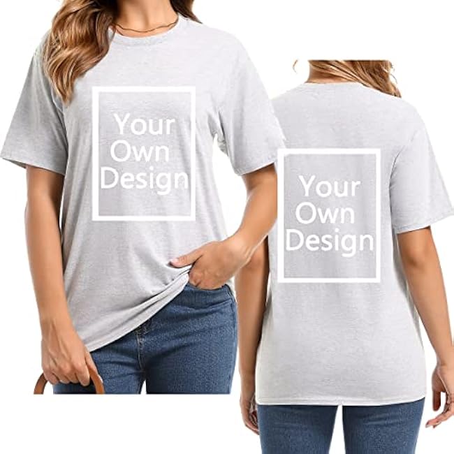Custom T Shirts for Women Design Your Own Shirt Add Text/Image/Logo Personalized Cotton Tee Printed Photo Front/Back - Image 11