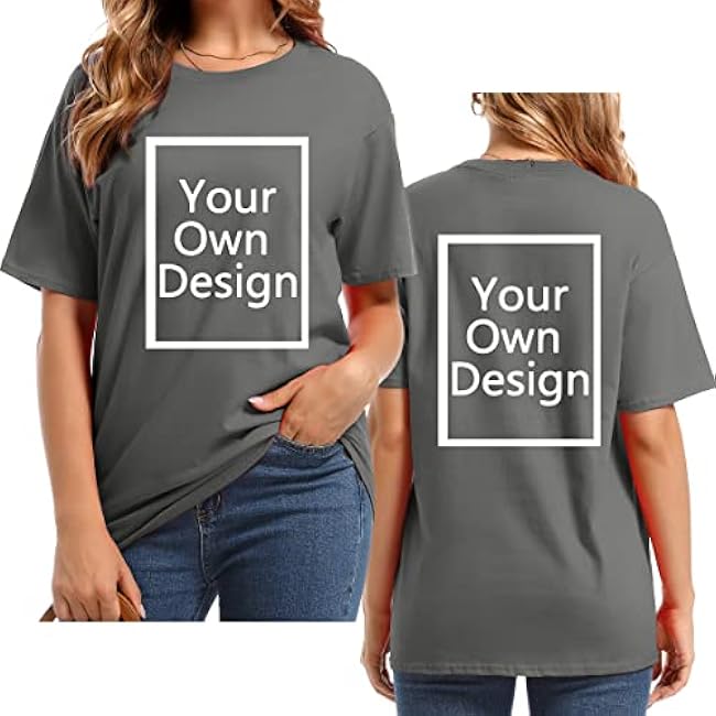Custom T Shirts for Women Design Your Own Shirt Add Text/Image/Logo Personalized Cotton Tee Printed Photo Front/Back - Image 14