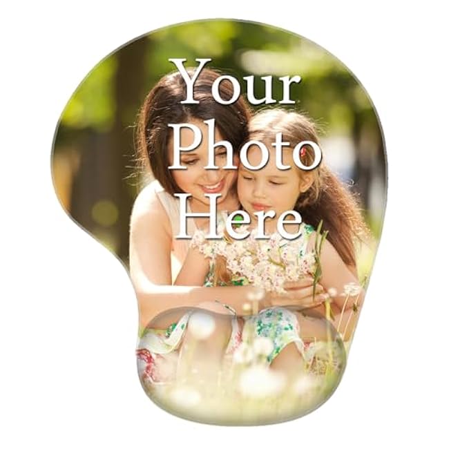 Custom Photo Mouse Pad with Wrist Support, Personalized Ergonomic Mouse Pad with Wrist Rest, Anti-Slip Rubber Base Mousepad for Computer, Office, Laptop