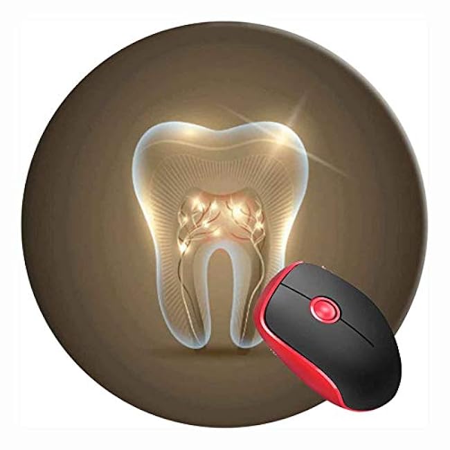 Mouse Pad Tooth Dentistry Dental for Dentists, Round Mousepad, Non-Slip Rubber Base Mouse Mat for Laptop and Computer
