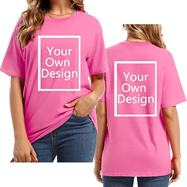 Custom T Shirts for Women Design Your Own Shirt Add Text/Image/Logo Personalized Cotton Tee Printed Photo Front/Back - Image 33