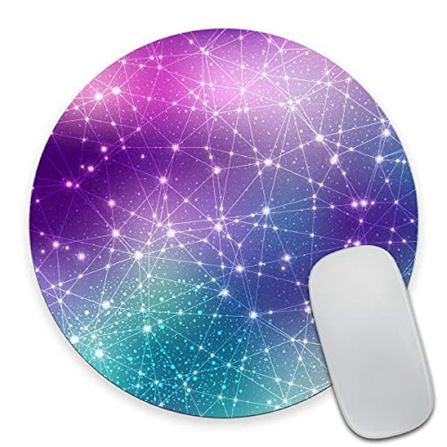 Smooffly Magic Space Cosmic Constellation Round Mouse Pad Custom, Starry Constellation Circular Mouse Pads for Computers Laptop