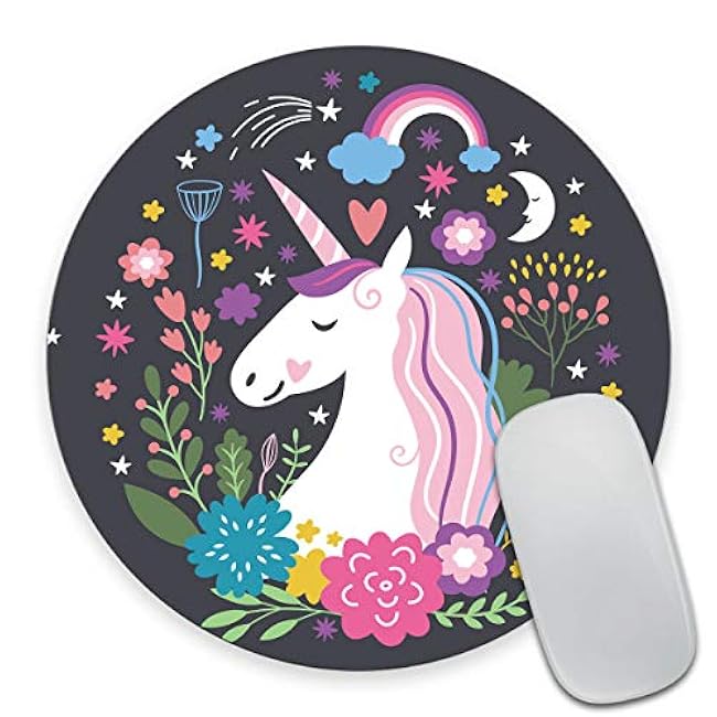 Smooffly Round Gaming Mouse Pad Custom Design, Unicorn Dreams Circular Mousepad Non-Slip Rubber Mouse Pads Cute Mat