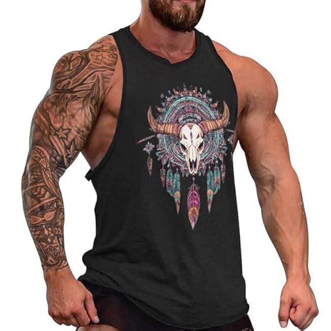 MARSVOVO Grunge Skull Mens Tank Top Muscle Stringer Fitted Sleeveless T Shirts Casual Comfy Hawaiian Streetwear Tank - Image 28