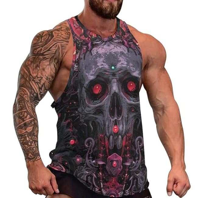 MARSVOVO Grunge Skull Mens Tank Top Muscle Stringer Fitted Sleeveless T Shirts Casual Comfy Hawaiian Streetwear Tank - Image 13