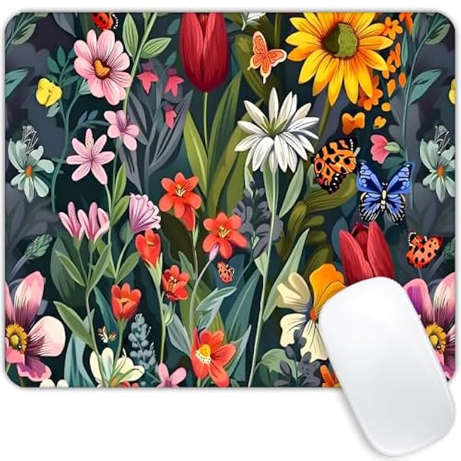 Butterflies and Flowers Mouse pad Customized Mousepad Non-Slip Rubber Base Mouse Pads for Computers Laptop Office Desk Accessories Mouse pad