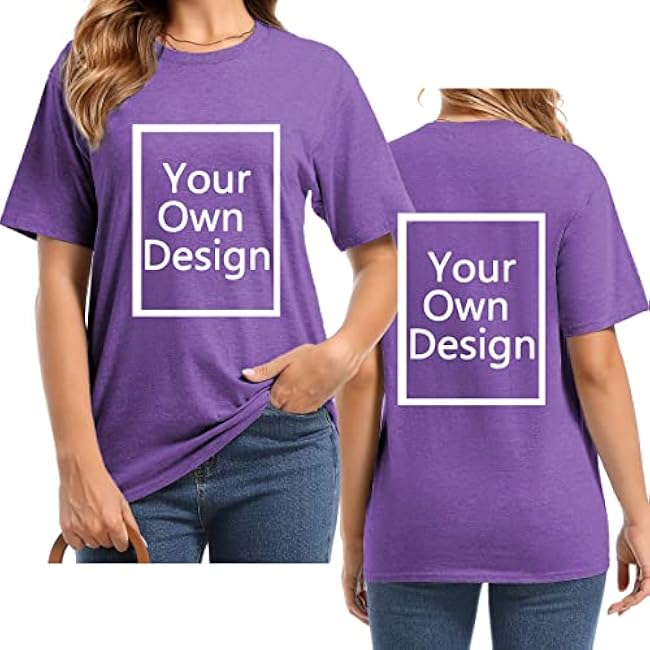 Custom T Shirts for Women Design Your Own Shirt Add Text/Image/Logo Personalized Cotton Tee Printed Photo Front/Back - Image 25