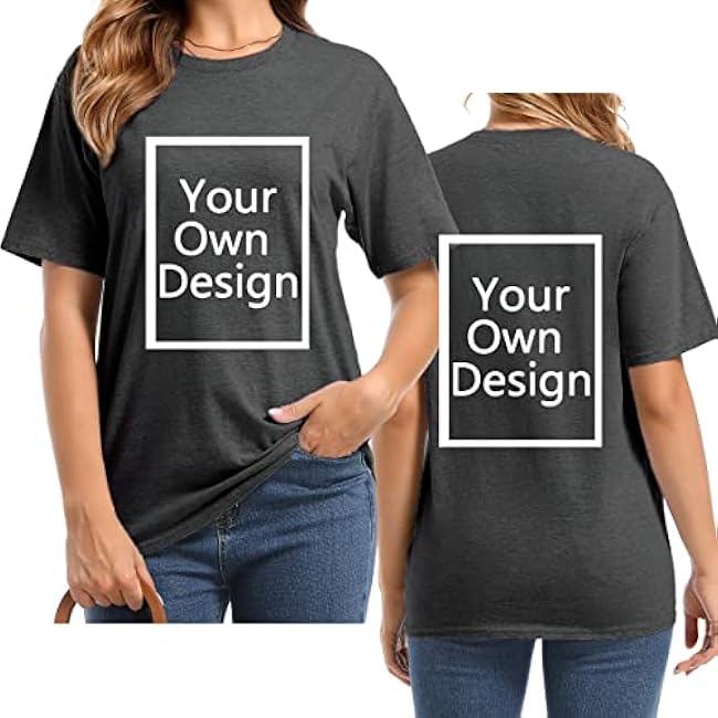 Custom T Shirts for Women Design Your Own Shirt Add Text/Image/Logo Personalized Cotton Tee Printed Photo Front/Back - Image 17