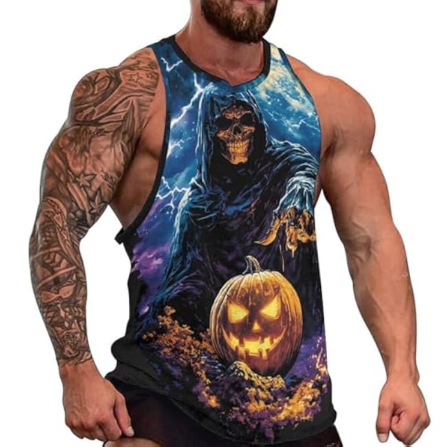MARSVOVO Grunge Skull Mens Tank Top Muscle Stringer Fitted Sleeveless T Shirts Casual Comfy Hawaiian Streetwear Tank - Image 15
