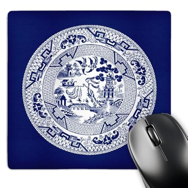 Willow Pattern in Delft Blue and White - Mouse Pad, 8 by 8 inches (mp_220439_1)