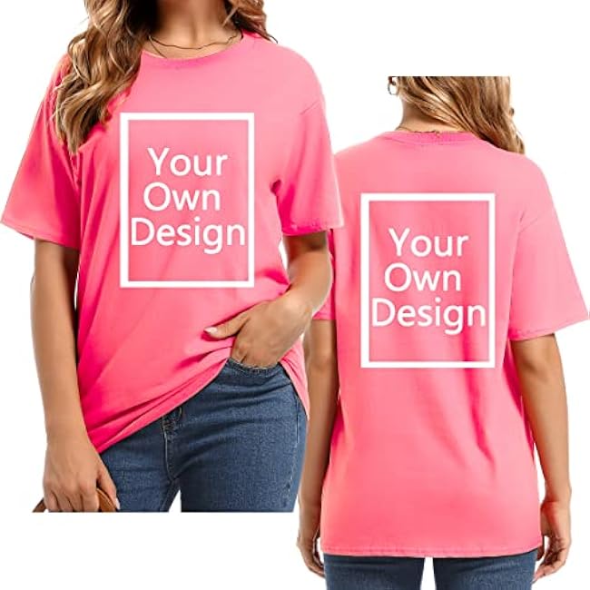 Custom T Shirts for Women Design Your Own Shirt Add Text/Image/Logo Personalized Cotton Tee Printed Photo Front/Back - Image 21