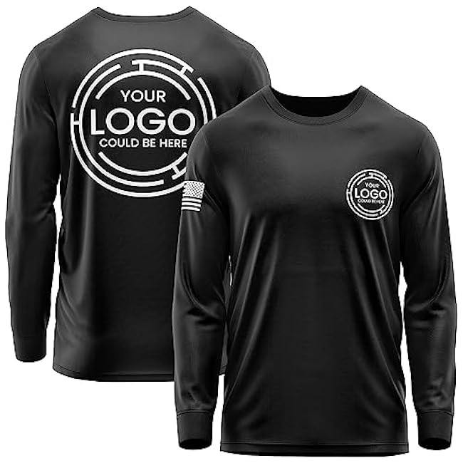 Custom Shirt for Men, Heavy Cotton Long Sleeve, Design Your Own Shirts, Customized T-Shirt Front & Back Black