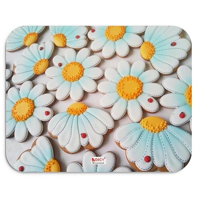 Mouse Pad, Small Mousepad for Laptop with Floral Print 7.5 x 8.75 Inches 3mm Thick Wireless Mouse Home, Office Travel, with Non-Slip Rubber Base(White Blue, Pack of 1)
