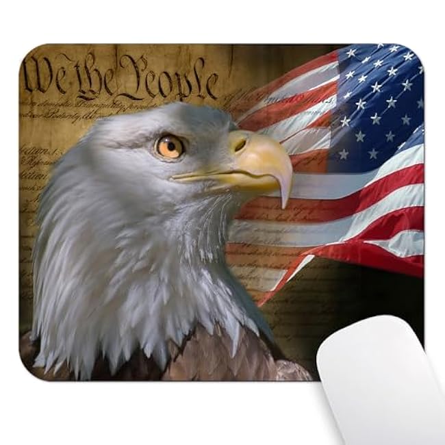 Gaming Mouse Pad Custom, Vintage USA Flag American Patriotic Eagle Quotes