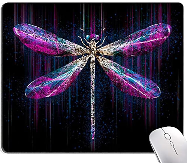 Hokafenle Mouse Pad, Purple Dragonfly Mouse Pad, Square Custom Mouse Mat Waterproof Mousepad Non-Slip Rubber Base MousePads for Office Home Laptop