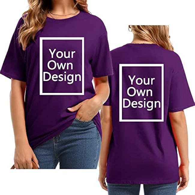 Custom T Shirts for Women Design Your Own Shirt Add Text/Image/Logo Personalized Cotton Tee Printed Photo Front/Back - Image 32