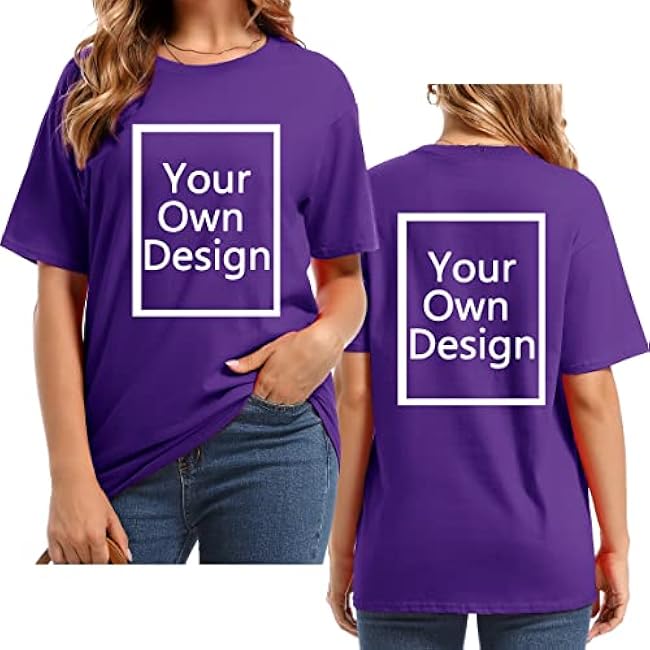 Custom T Shirts for Women Design Your Own Shirt Add Text/Image/Logo Personalized Cotton Tee Printed Photo Front/Back - Image 15