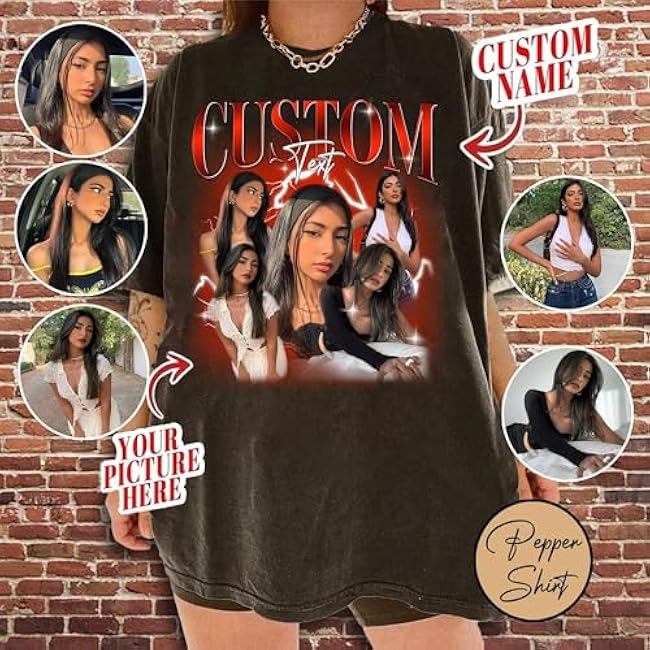 NAZENTI Custom Bootleg Rap Tee, Custom T-Shirts with Picture, Retro Custom Bootleg, Valentine's Gifts for Him Her - Image 2
